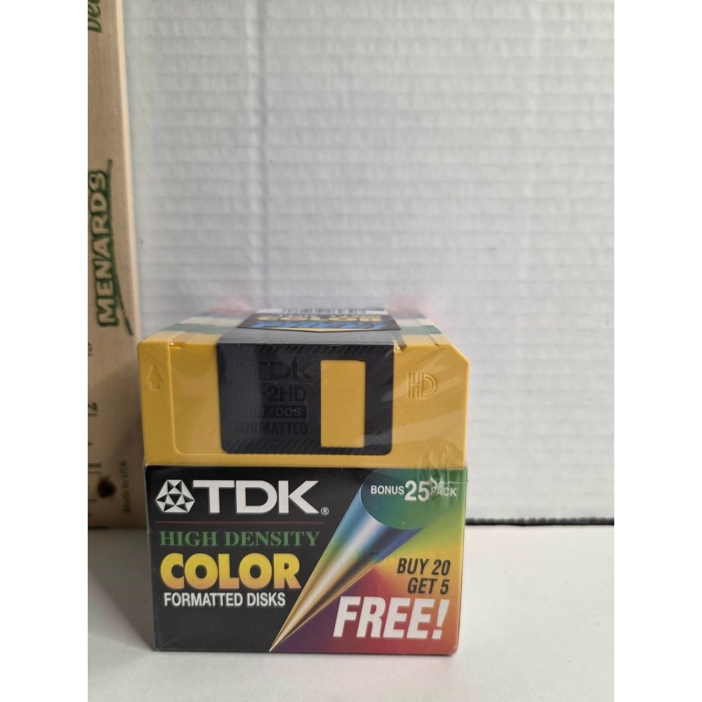 TDK Color 1.44MB High Density  IBM Formated 3.5" Floppy Disks 25 Pack NEW